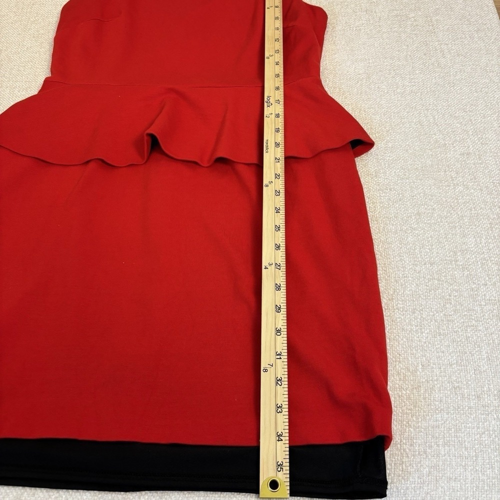 Vince Camuto Red Peplum Sleeveless Sheath Dress Size 12 Exposed Zipper Holiday - Picture 8 of 8